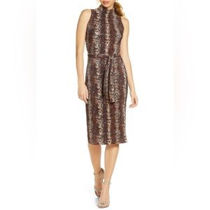 Rachel Roy Womens Ribbed Snake Print Midi Dress Size Medium